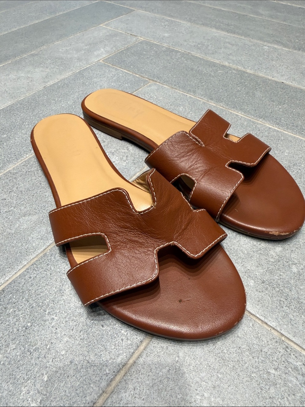 French sole alibi sandals cognac size 9